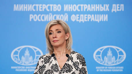 Maria Zakharova, official representative of the Russian Ministry of Foreign Affairs, during a briefing in Moscow